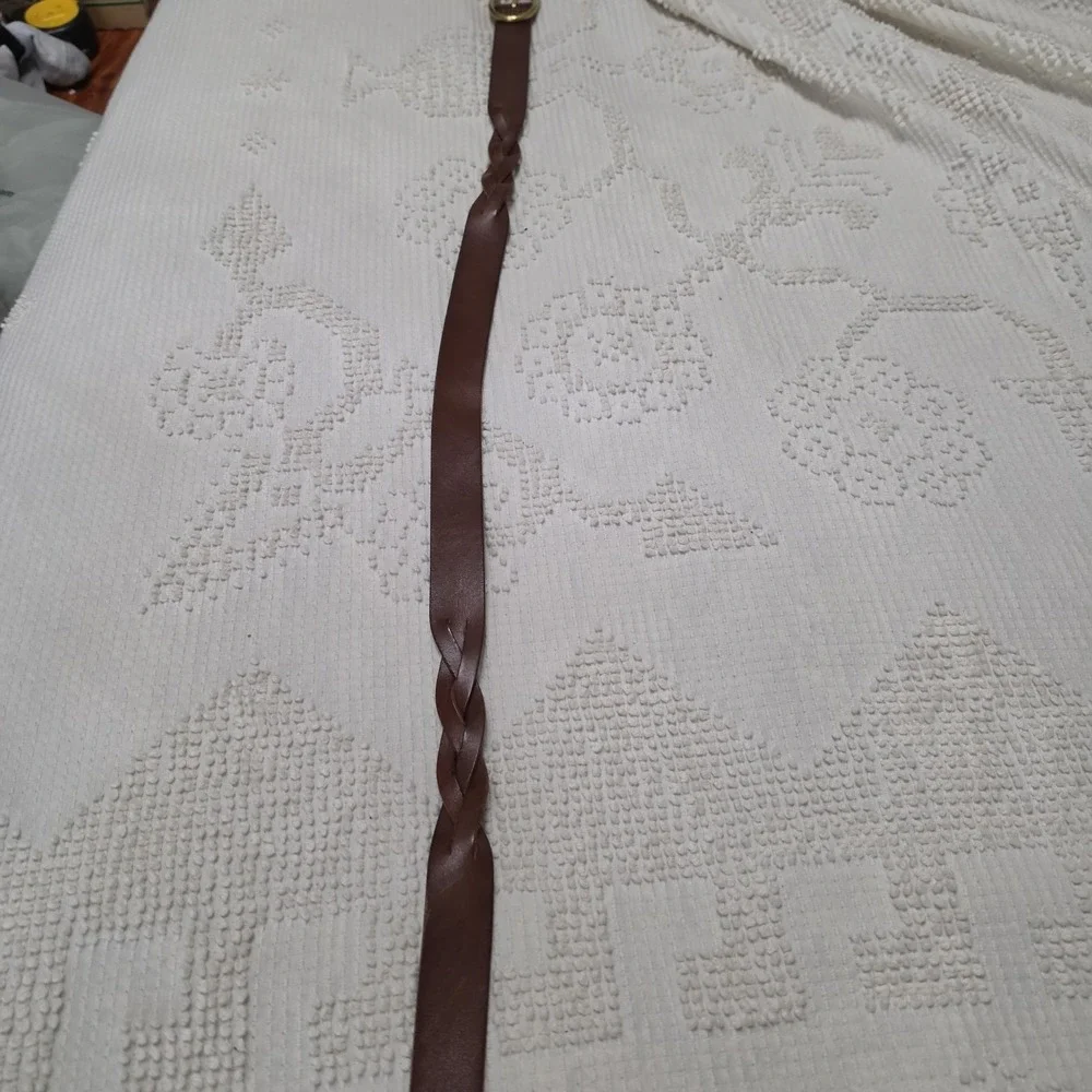 Fossil Brown Leather Belt Braid Women's Size Medium New